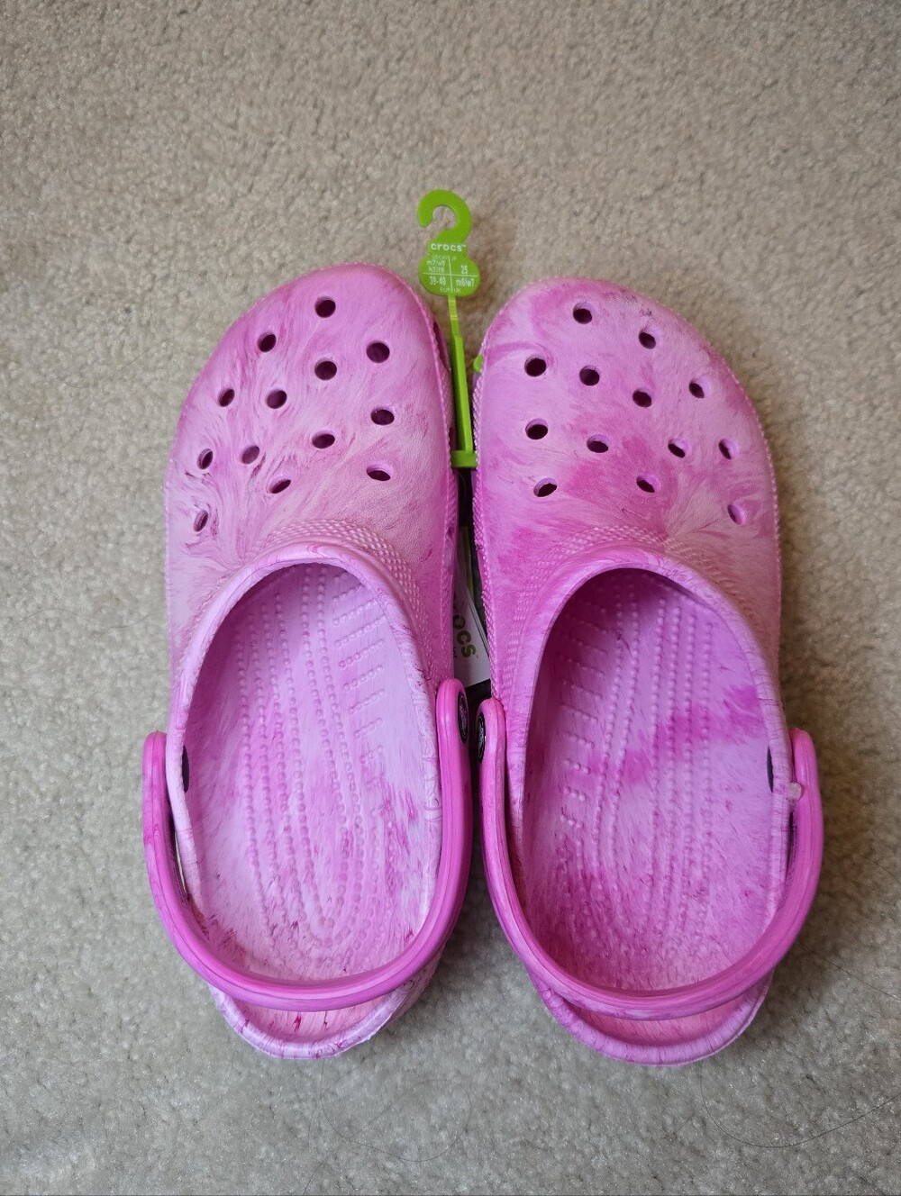 NEW CROCS Pink Watercolor Marbled Clogs
